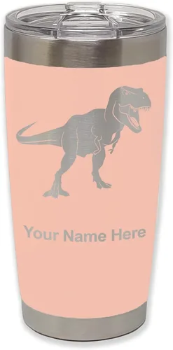 Vista 32 de LaserGram Vaso aislado al vacío de 20 onzas, dinosaurio Tiranosaurio Rex, grabado personalizado incluido (negro)