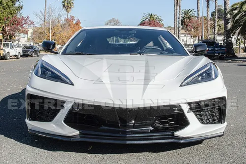 Vista 3 de Repuesto para Chevrolet Corvette C8 2020 Divisor de labio inferior de parachoques delantero estilo GM Z51 (plástico ABS, negro brillante)