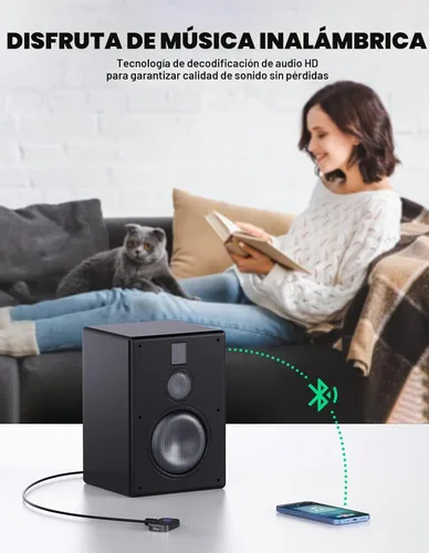 Vista 4 de COMSOON Adaptador AUX Bluetooth para automóvil, receptor Bluetooth con reducción de ruido para música/llamadas manos libres, receptor de audio