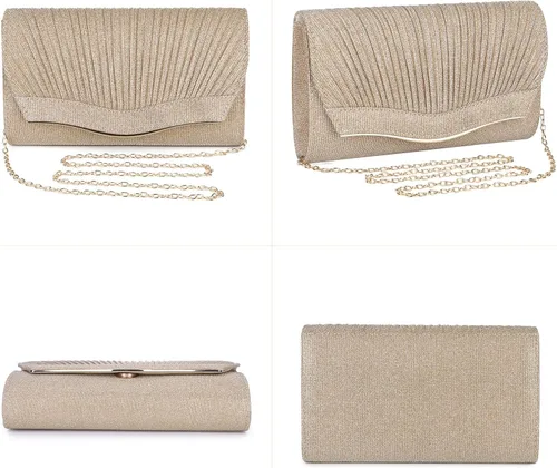 Vista 3 de Pinprin Bolso de mano de noche para mujer, con purpurina, elegante bolso de hombro pequeño para boda, fiesta, baile de graduación, novia