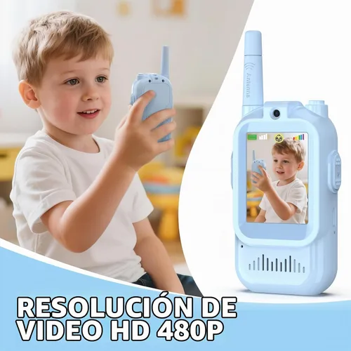 Vista 3 de Walkie Talkies de video para niños de BlueFire – Radios de juguete con pantalla y efectos de voz, emparejamiento uno a uno, largo alcance – Regalos