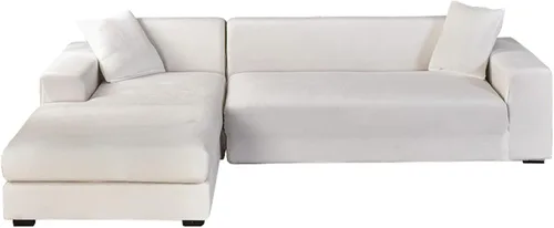 Vista 26 de Fundas de terciopelo para sofá modular, 2 fundas elásticas para sofá en forma de L, antideslizantes, suaves protectores de muebles para sofá Beige