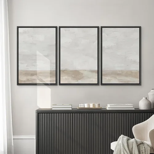 Vista 57 de SIGNWIN Lienzo enmarcado para pared, juego de arte pastel con cadena montañosa, bosque, niebla, naturaleza silvestre, ilustraciones modernas, arte