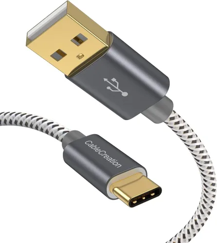 Vista 13 de CableCreation Cable corto USB a USB C de 6 pulgadas, carga rápida USB A a USB C, cable trenzado USB C macho a USB macho para banco de energía