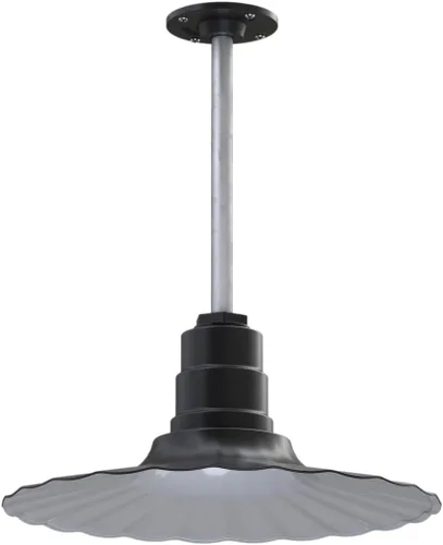 Vista 45 de Steel Lighting Co. Colgante Eagle Rock Lámpara montada en el techo Onda radial de 16 pulgadas vástago de 12 pulgadas Acero resistente