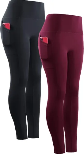 Vista 43 de Neleus calzas de yoga para mujer con bolsillo y cintura alta, para correr, con control de barriga
