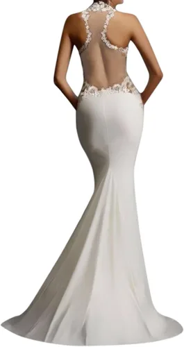 Vista 2 de GlorySunshine vestido sexy brillante de encaje tipo sirena, sin espalda, para novias