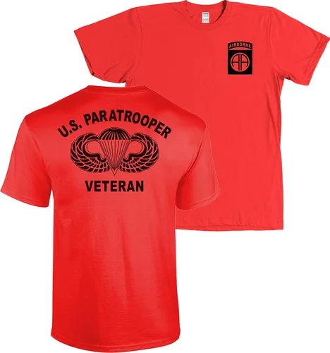 Vista 2 de 82nd Airborne Army Paracrooper Veteran Jump Wings Blacked Out Camiseta gris oscuro USA NUEVO