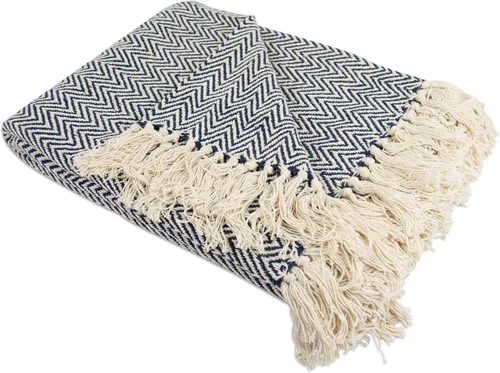 Vista 17 de DII Colección de Mantas Chevron de Algodón Tejido en Telar, 50x60 pulgadas, Rojo Granero