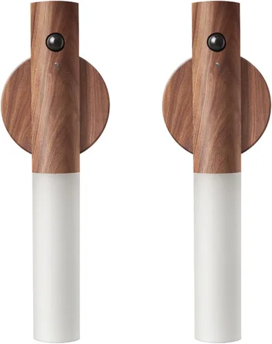 Vista 14 de LANDGOO Luces nocturnas con sensor de movimiento de madera, imán y sensor de cuerpo, luces nocturnas para pasillo, luz LED recargable, escalera