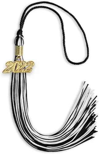 Vista 92 de Endea Graduation - Borla de doble color mixto con fecha dorada (negro/dorado antiguo, 2021)