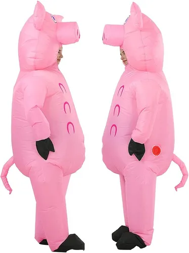 Vista 4 de Disfraz inflable de cerdo inflable para adulto (cerdo rosa)