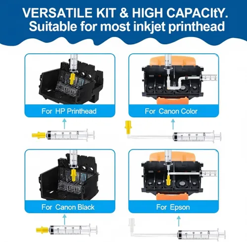 Vista 5 de Kit de limpieza de impresora 3.4 fl oz, solución de limpieza de cabezal de impresión para impresoras de inyección de tinta, compatible con cabezales
