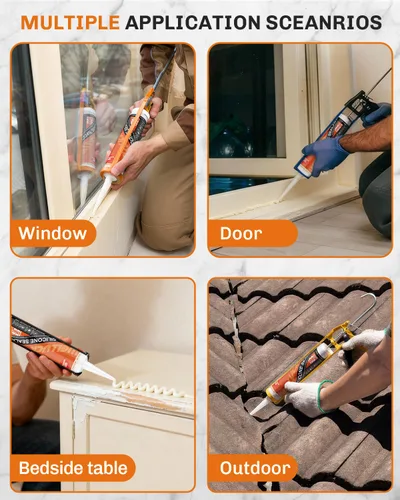 Vista 7 de WELLUCK Masilla de Silicona Color Almendra, Sellador de Silicona para Calafateo 100% Impermeable, Cartucho Flexible Adhesivo para Cocina, Baño