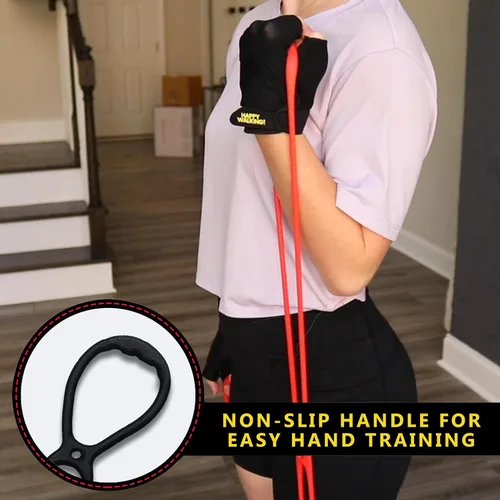 Vista 3 de Walk At Home Guantes de entrenamiento negros Happy Walking Fitness para hombres y mujeres con 7 anillos ajustables bandas de resistencia bandas