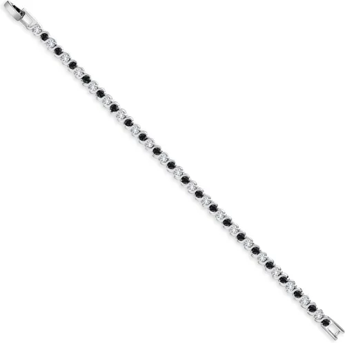 Vista 2 de Gem Stone King Pulsera de tenis chapada en oro con circonita cúbica Negro