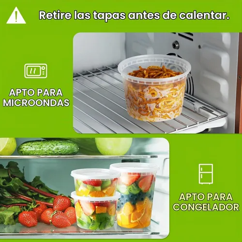 Vista 6 de NEEBAKE 75 juegos de recipientes de 12 onzas con tapas herméticos de plástico para almacenamiento de alimentos con tapas para sopa, slime, avena