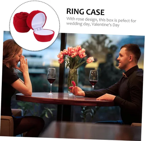 Vista 7 de KESYOO 6 pcs Jewelry Creative Rose Ring Proposal Flower for Ing Wedding Ceremony Storage Heart Red Gift Fashion