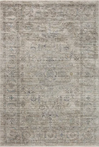 Vista 2 de Loloi Jean Stoffer Katherine Collection KES-03 Beige/niebla 2 pies y 7 pulgadas x 10 pies, altura de pelo de 0.25 pulgadas, alfombra de pasillo