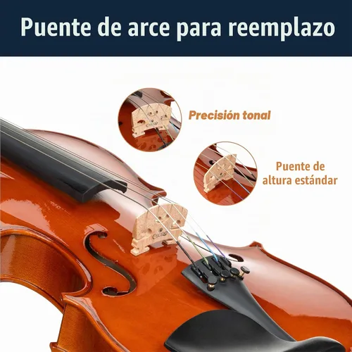 Vista 4 de Mendini by Cecilio Juego de viola de madera maciza de 12 pulgadas para principiantes, kit de viola acústica tallada a mano con estuche rígido, arco