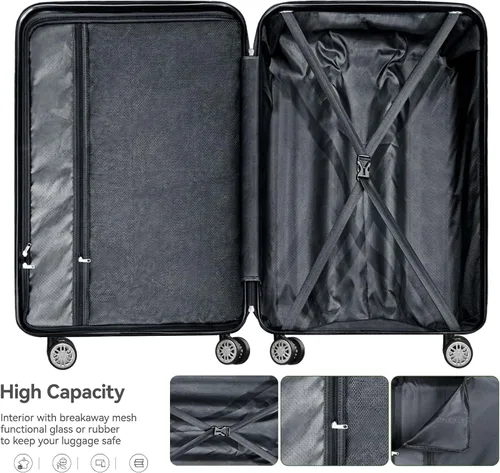 Vista 6 de 202428inch Equipaje Sets Durable Maleta Sets con Doble Spinner Ruedas TSA Lock, verde (C-Mint Green)
