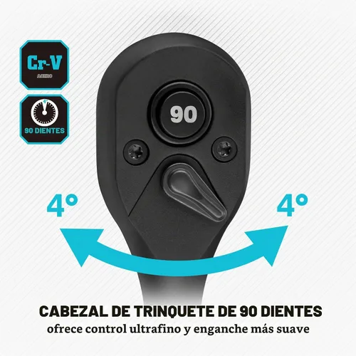 Vista 3 de DURATECH Trinquete de accionamiento de 1/2 pulgada, llave de trinquete de liberación rápida de 90 dientes Reversible, Cr-V Made, 4° Swing