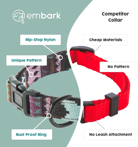 Vista 6 de Embark Adventure Collar para Perros – Collares de perro de nailon elegantes y duraderos para perros pequeños, cómodo collar para mascotas, collares