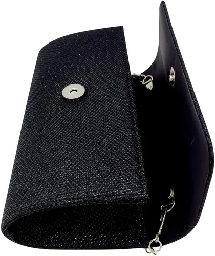 Vista 5 de Bolsa de noche con purpurina de satén para mujer elegante bolso de mano con solapa para smartphone