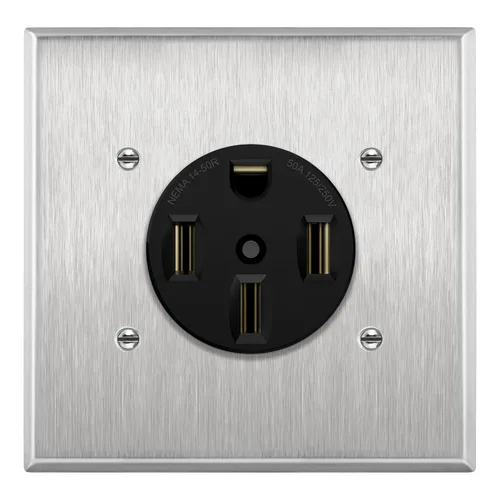 Vista 15 de ENERLITES 50A RV Power Outlet Box, NEMA 14-50R, Black Negro