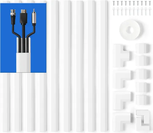 Vista 9 de ZhiYo Kit de Pared para Ocultar Cables, Cubierta de Cable de 87 Pulgadas para TV Montada en Pared, Cubiertas de Alambre para Cables, Ocultadores
