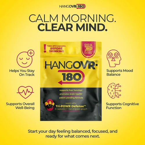 Vista 8 de Hangovr180® Tri-Power Antes de Beber Suplemento de defensa con DHM 1500mg - Apoya la salud del hígado y el cerebro, siéntete más fresco y mejor