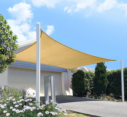 Vista 11 de Toldo tipo vela para patios, pérgolas, patios traseros, jardines y exteriores, rectangular, tela para sombra que bloquea los rayos ultravioleta, 6 x
