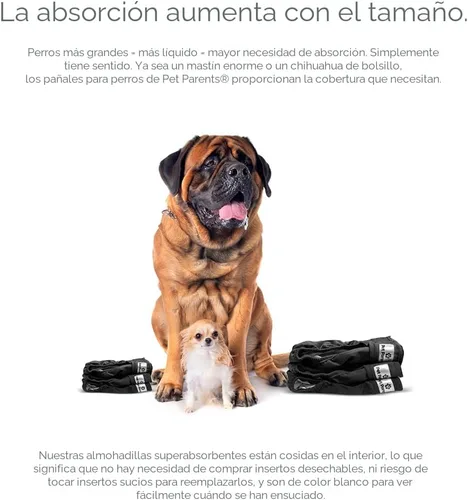 Vista 4 de [Usado] Pet Parents - Pañales lavables para perros (3 unidades), pañales duraderos y de alta calidad para machos y hembras