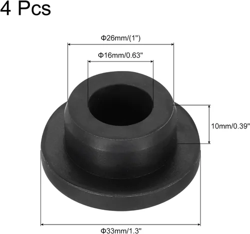 Vista 2 de MECCANIXITY - Tapones de silicona en forma de T (26mm, 1 pulgada de diámetro), color negro