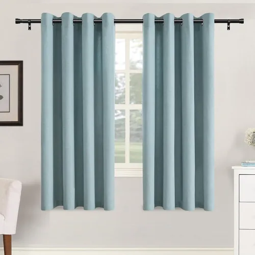 Vista 25 de H.VERSAILTEX Cortinas de cocina texturizadas de lino natural con ojales de 45 pulgadas de largo, lino sintético grueso para oscurecer la habitación
