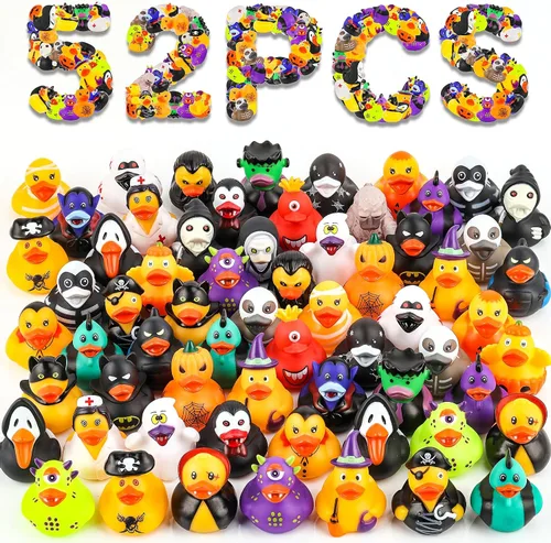 Vista 10 de 50 paquete de patos de goma para niños, juguetes de baño y patos para jeep para patear, patos de goma a granel para niños, accesorios para fiestas