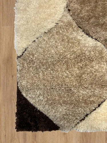 Vista 3 de Alfombra de área 4D color marrón de 5 x 7 pulgadas, felpa gruesa y suave y moderna, resistente a las manchas, fácil de limpiar y hecha a máquina