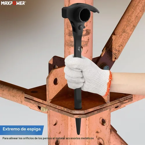 Vista 7 de MAXPOWER - Llave de andamio Spud de 3/4" x 7/8" Llave Podger de doble enchufe, funciones multifuncionales con barra de palanca de garra y cara