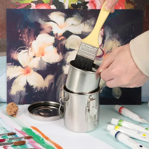 Vista 6 de MyLifeUNIT Limpiador de Pinceles, Soporte de Cepillo de Acero Inoxidable para Pintura, 6.6 oz Durable, Rust-proof, Anti-corrosion, Portable Brush