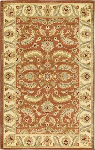 Vista 48 de Unique Loom - Colección Voyage - Alfombra redonda tradicional oriental, marrón, Polipropileno, Marrón/Azul Claro