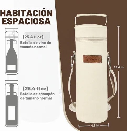 Vista 3 de Tirrinia - Bolsa enfriadora de botellas de vino individual Beige