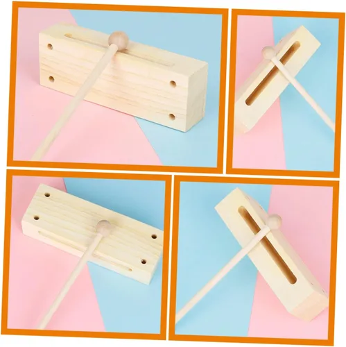 Vista 4 de 2 juegos de instrumentos de percusión de madera, bloque de madera de doble tono con mazos para educación musical, instrumento rítmico para aula