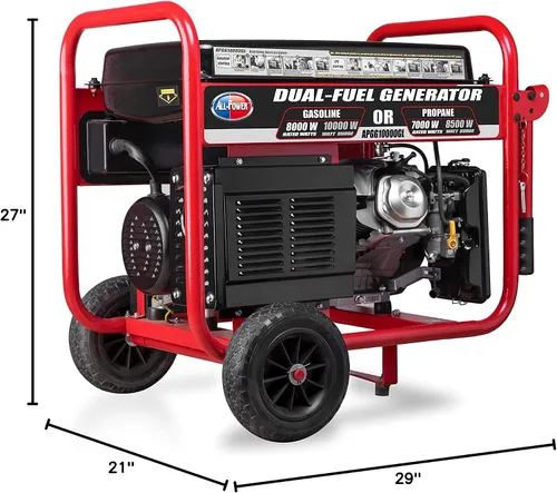 Vista 10 de All Power America - Generador de combustible doble de 10000 W, con arranque eléctrico, portátil, APGG10000GL 10000W, gas/propano, color rojo/negro