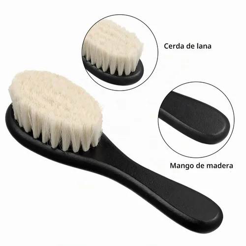 Vista 4 de Shappy 2 piezas de cepillo de peluquero para hombre, cepillo de barba para el cuello, herramienta de aseo suave con mango de madera para kits