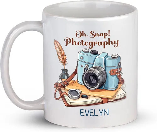 Vista 19 de Taza de café personalizada con nombre, taza de regalo personalizada para amantes de la fotografía, amigos, familia, taza de té blanca de 11 o 15