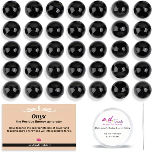 Vista 11 de AD Beads 200 cuentas redondas naturales de 7 chakras de 0.157 pulgadas (0.157 in), piedras preciosas de energía curativa, kit de joyería