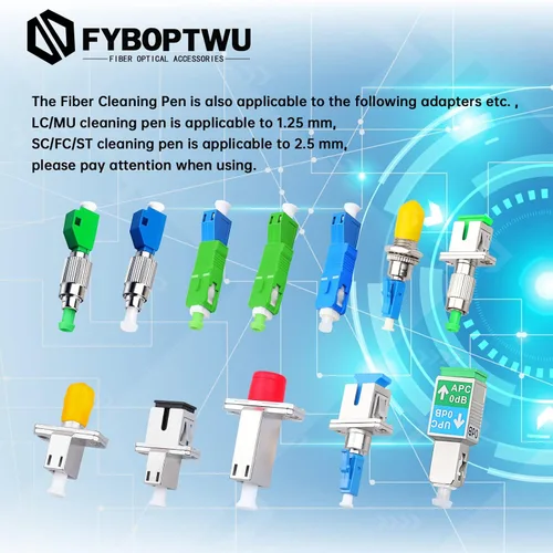 Vista 8 de 1 pc limpiador de fibra óptica Herramientas de fibra óptica Cleaing Pen para LC/MU 0.049 in Conector Más de 800 Limpia la cara del extremo