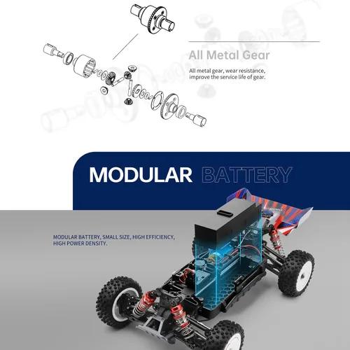 Vista 7 de GoolRC WLtoys 124008 - Autos RC sin escobillas para adultos, auto de control remoto a escala 1:12, 4WD 60KM/H, auto de carreras de alta velocidad