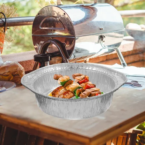 Vista 4 de BESTonZON 6 unids sartenes reciclables desechables camping hornear barbacoa alimentos ollas tapas cocinar calefacción