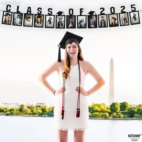 Vista 8 de KatchOn, Cartel de fotos de graduación negro 2025 – Grande, 10 pies Cartel de fieltro de la clase de 2025 para decoraciones de graduación 2025